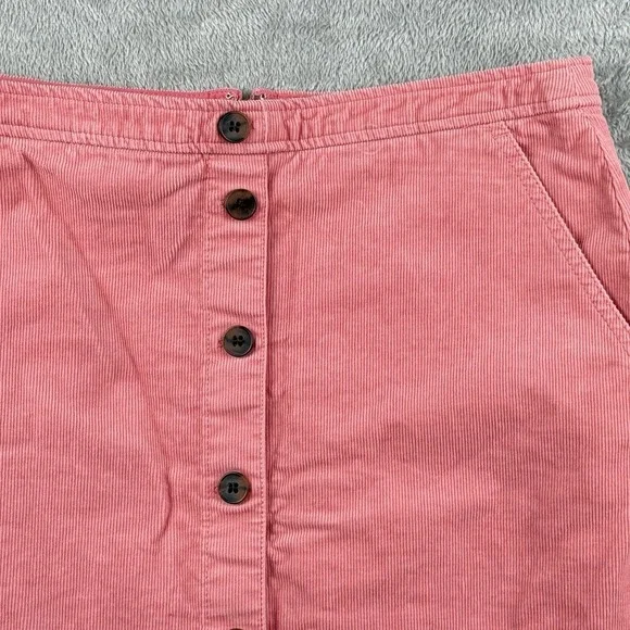 J.Crew Mini Skirt Women 6 Pink Corduroy Faux Button Front Pocket Preppy Academia - Picture 5 of 8